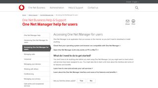 
                            5. Accessing One Net Manager for users - One Net Business - Vodafone