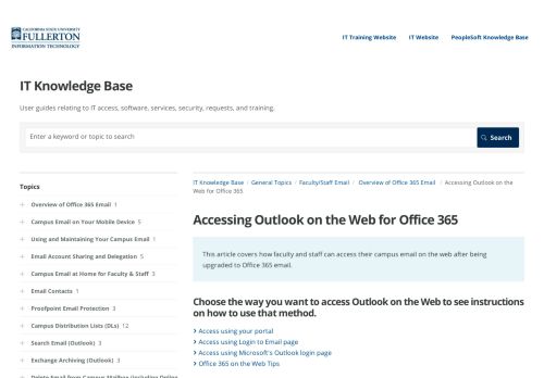 
                            9. Accessing Outlook on the Web for Office 365 | Email | IT Knowledge ...