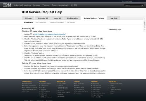 
                            6. Accessing SR - IBM Service Request Help - United States