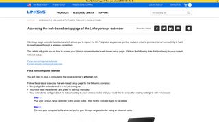 
                            1. Accessing the web-based setup page of the Linksys range extender