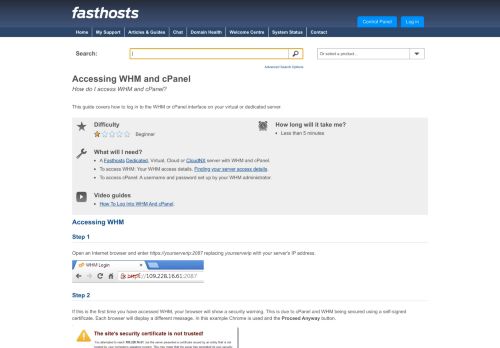 
                            6. Accessing WHM and cPanel - Fasthosts Customer Support