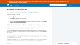 
                            10. Accessing Your Account Data | LinkedIn Help