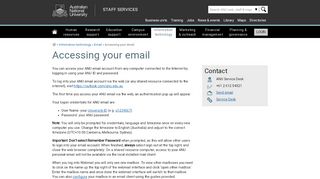 
                            12. Accessing your email - Staff Services - ANU
