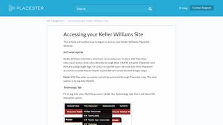 
                            10. Accessing your Keller Williams Site – Placester