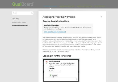 
                            2. Accessing Your New Project - QualBoard Help