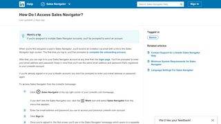 
                            7. Accessing Your Sales Navigator Account | Sales Navigator Help