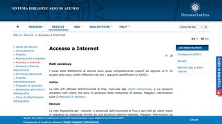 
                            9. Accesso a Internet - Sistema Bibliotecario di Ateneo - Unipi