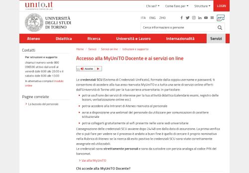 
                            5. Accesso alla MyUniTO Docente e ai servizi on line | Università di ...