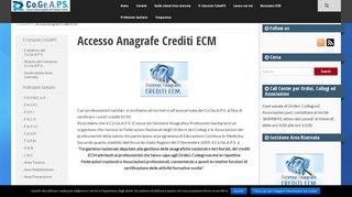 
                            2. Accesso Anagrafe Crediti ECM | Co.Ge.A.P.S.