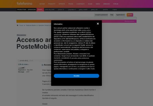 
                            8. Accesso area personale PosteMobile - Telefonino.net Forum