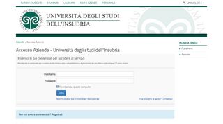 
                            9. Accesso Aziende - Università degli studi dell'Insubria - Placement