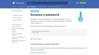 
                            4. Accesso e password | Centro assistenza di Facebook | Facebook