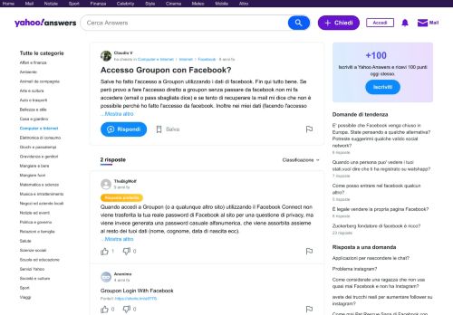 
                            7. Accesso Groupon con Facebook? | Yahoo Answers