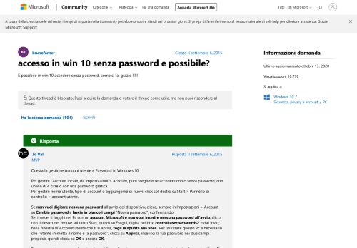 
                            3. accesso in win 10 senza password e possibile? - Microsoft Community