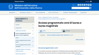 
                            4. Accesso programmato corsi di laurea e laurea magistrale - Miur