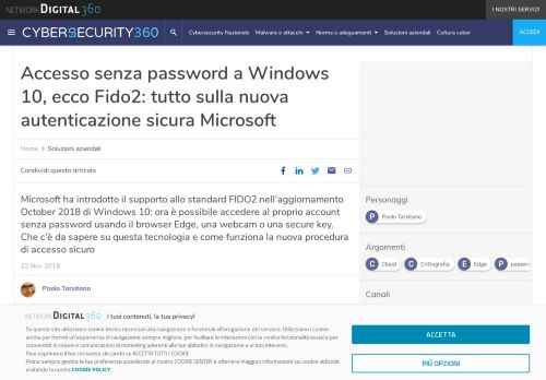 
                            10. Accesso senza password a Windows 10, ecco Fido2: tutto sulla nuova ...