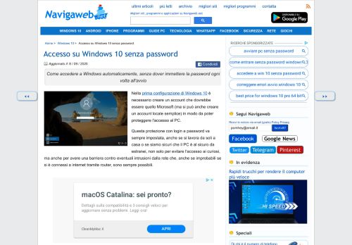 
                            2. Accesso su Windows 10 senza password - Navigaweb.net