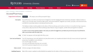 
                            3. AccessPharmacy | Rutgers University Libraries