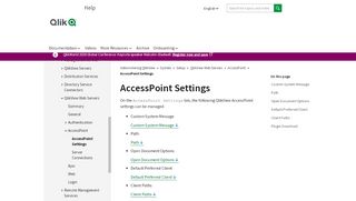 
                            2. AccessPoint Settings ‒ QlikView - Qlik | Help