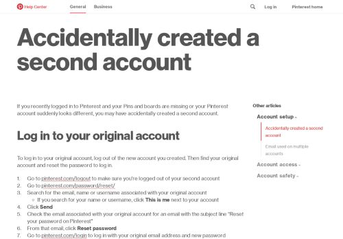 
                            7. Accidentally created a second account | Pinterest help