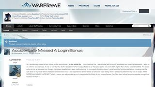 
                            12. Accidentally Missed A Login Bonus - General - Warframe Forums