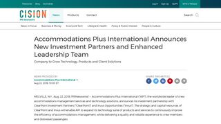 
                            7. Accommodations Plus International Announces New Investment ...