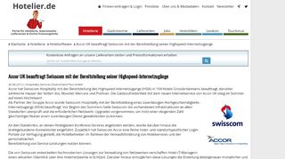 
                            13. Accor UK beauftragt Swisscom mit der Bereitstellung seiner ...