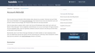 
                            12. Account-Aktivität – Hilfezentrum - Tumblr