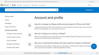 
                            4. Account and profile - Skype Support