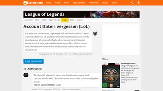 
                            6. Account Daten vergessen: LoL - Spieletipps