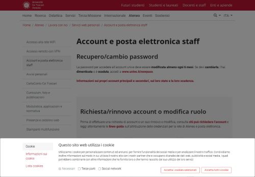 
                            2. Account e posta elettronica staff: Università Ca' Foscari Venezia