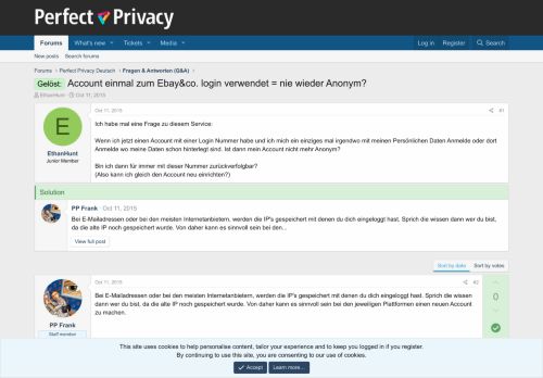 
                            8. Account einmal zum Ebay&co. login verwendet = nie wieder Anonym ...