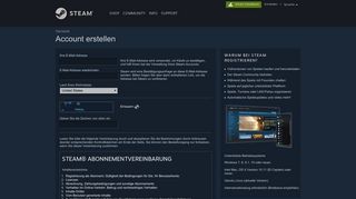 
                            3. Account erstellen - Steam