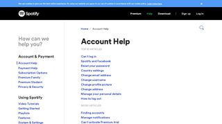 
                            5. Account Help - Spotify