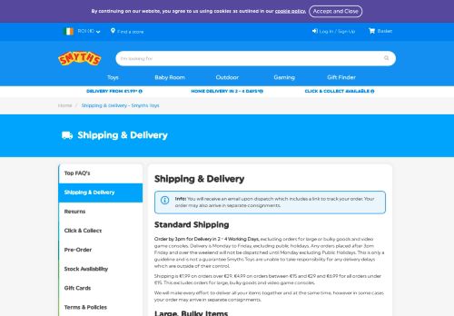 
                            4. Account Holder Free Shipping Terms - Smyths Toys