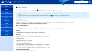 
                            7. Account Information | PlayStation®4 User's Guide