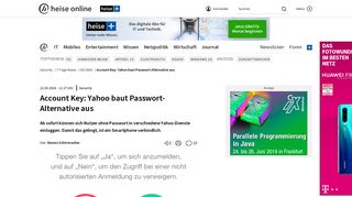 
                            11. Account Key: Yahoo baut Passwort-Alternative aus | heise online