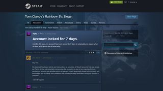 
                            5. Account locked for 7 days. :: Tom Clancy's Rainbow Six Siege ...