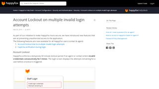 
                            6. Account Lockout on multiple invalid login attempts - HappyFox Support