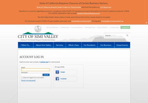 
                            9. Account Log In | City of Simi Valley, CA