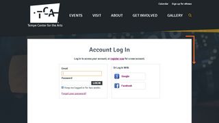 
                            5. Account Log In | Tempe Center for the Arts