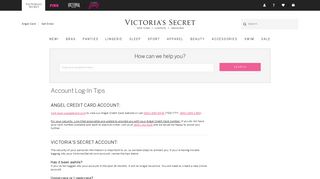 
                            12. Account Log-In Tips - Victoria's Secret Customer Service