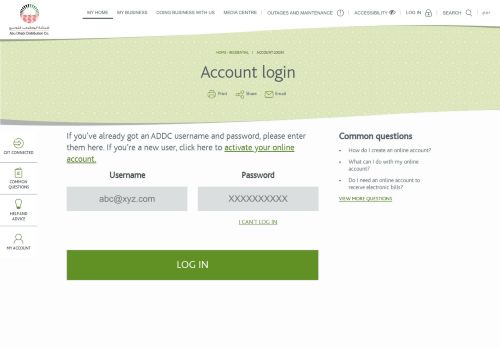 
                            1. Account login - ADDC