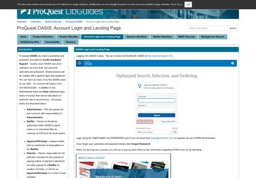 
                            8. Account Login and Landing Page - ProQuest OASIS - LibGuides at ...