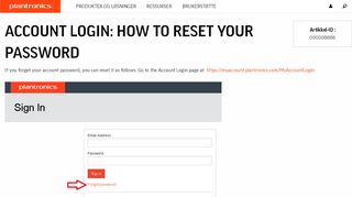 
                            2. Account Login: How to Reset Your Password | Plantronics