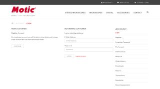 
                            8. Account Login - motic outlet