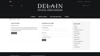 
                            2. Account Login - Official Delain Merchandise