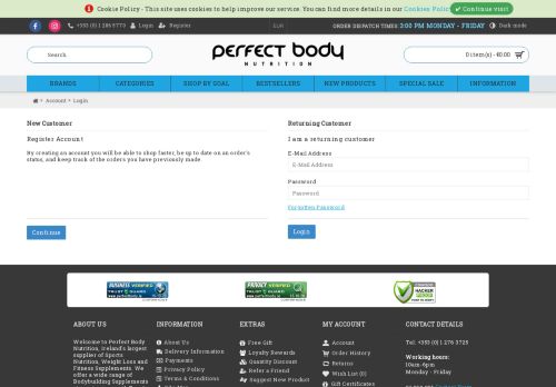 
                            4. Account Login - Perfect Body Nutrition