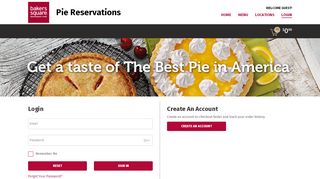 
                            8. Account Login |Pie Reservations Bakers Square