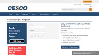 
                            5. Account Login / Register - CESCO